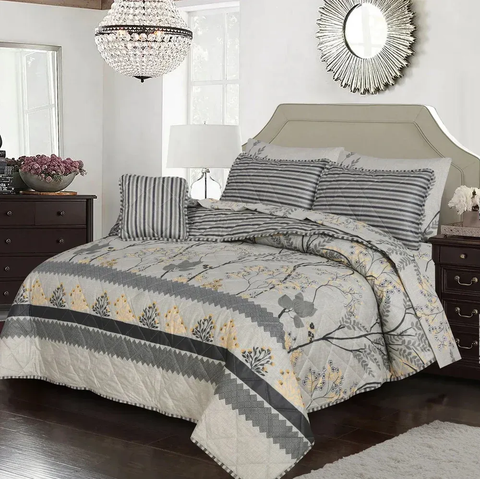 7 Pcs Quilted Comforter Set